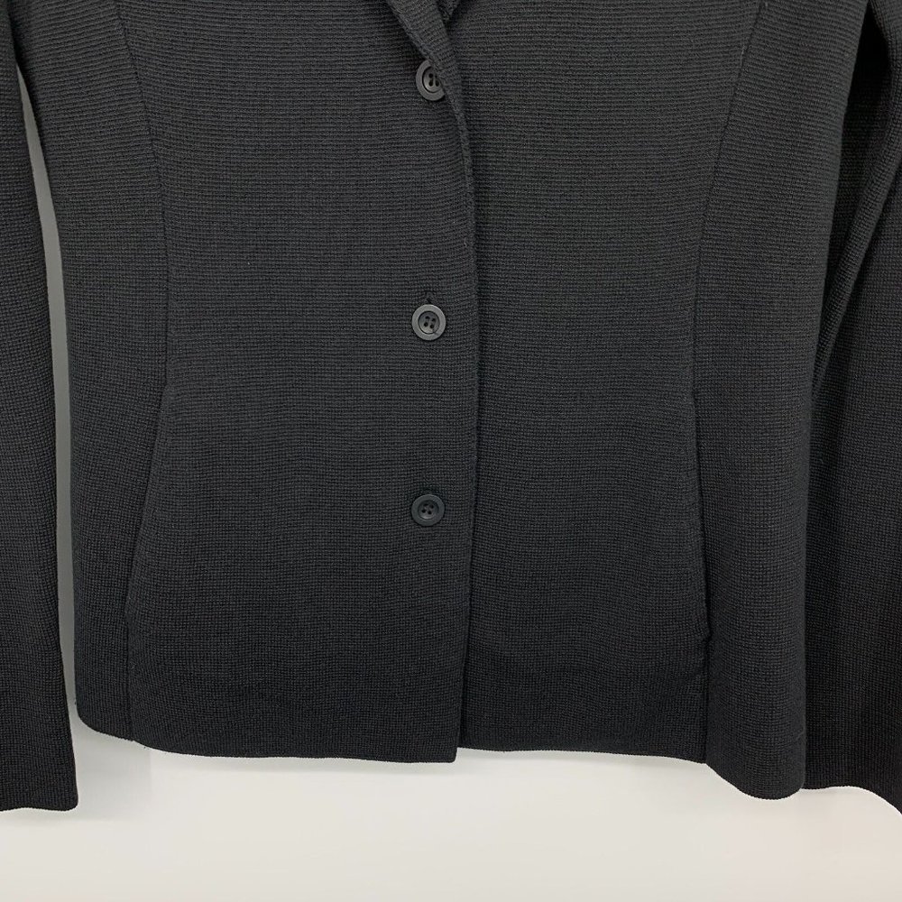 Eileen Fisher Jacket Black Silk Cotton Blend Blazer Pockets - Picture 4 of 9
